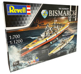 Revell Gift Set The Legendary Bismarck 1:700 + 1:1200 modelskib med lim og maling