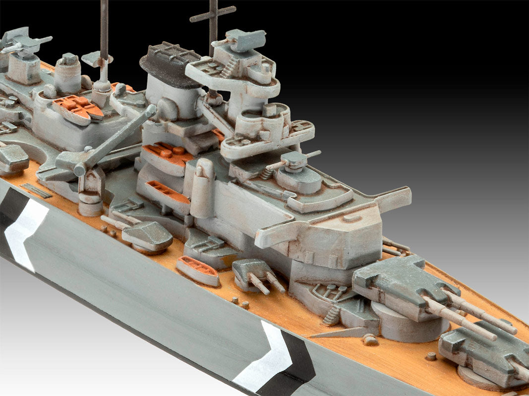 Revell Gift Set The Legendary Bismarck 1:700 + 1:1200 modelskib med lim og maling