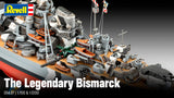 Revell Gift Set The Legendary Bismarck 1:700 + 1:1200 modelskib med lim og maling
