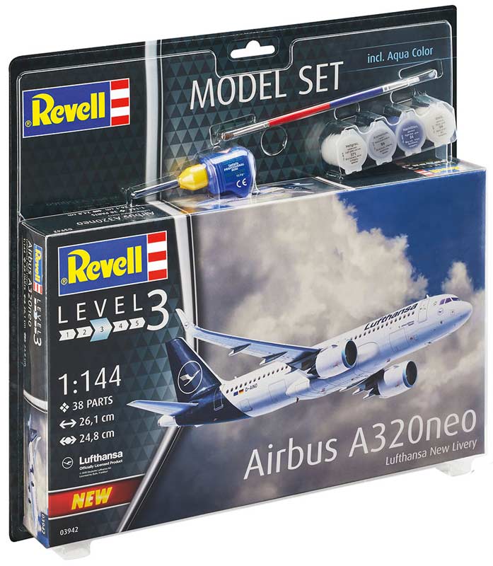Revell Lufthansa Airbus A320 neo - Med lim og maling