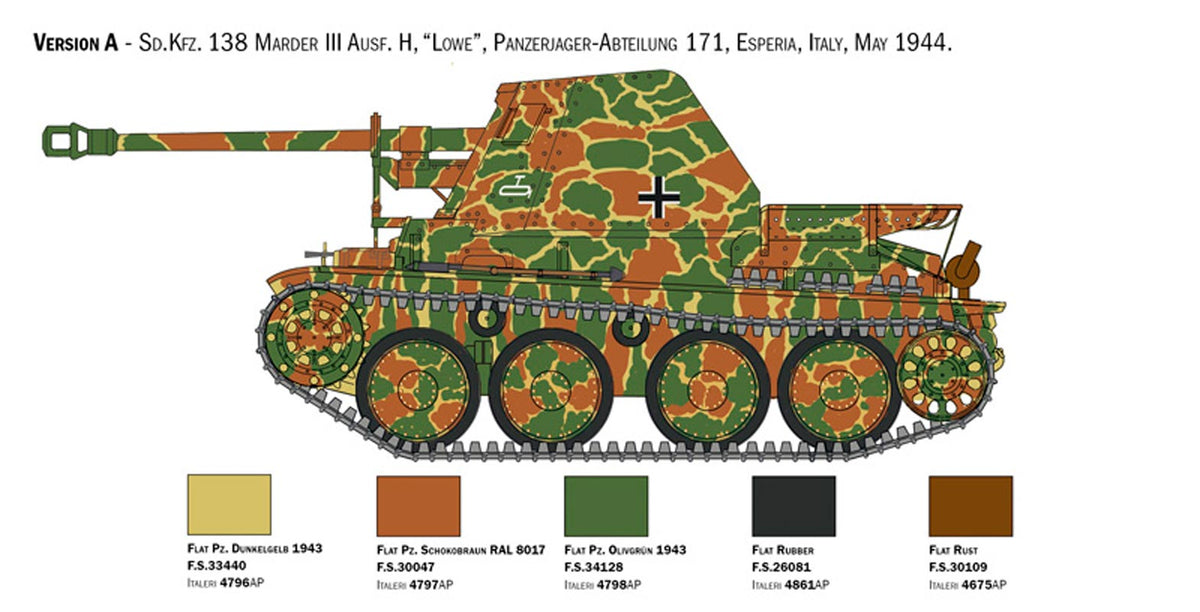 Italeri 1:35 Marder III Ausf. H Sd. Kfz.138 - Modelkampvogn