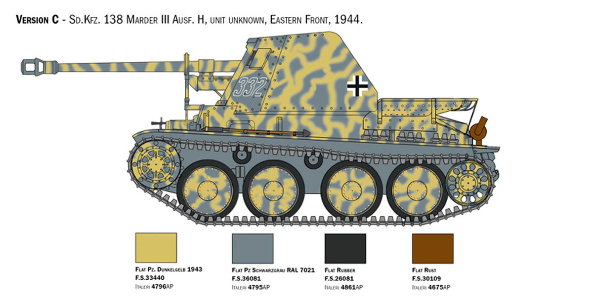 Italeri 1:35 Marder III Ausf. H Sd. Kfz.138 - Modelkampvogn