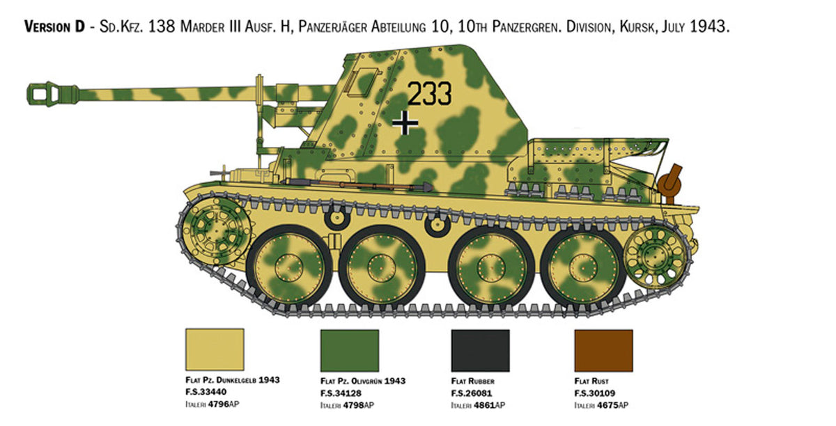 Italeri 1:35 Marder III Ausf. H Sd. Kfz.138 - Modelkampvogn