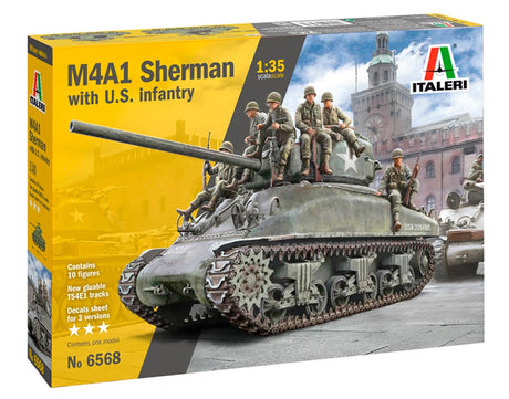 Italeri 1:35 M4A1 Sherman m. U.S. infantry - Modelkampvogn