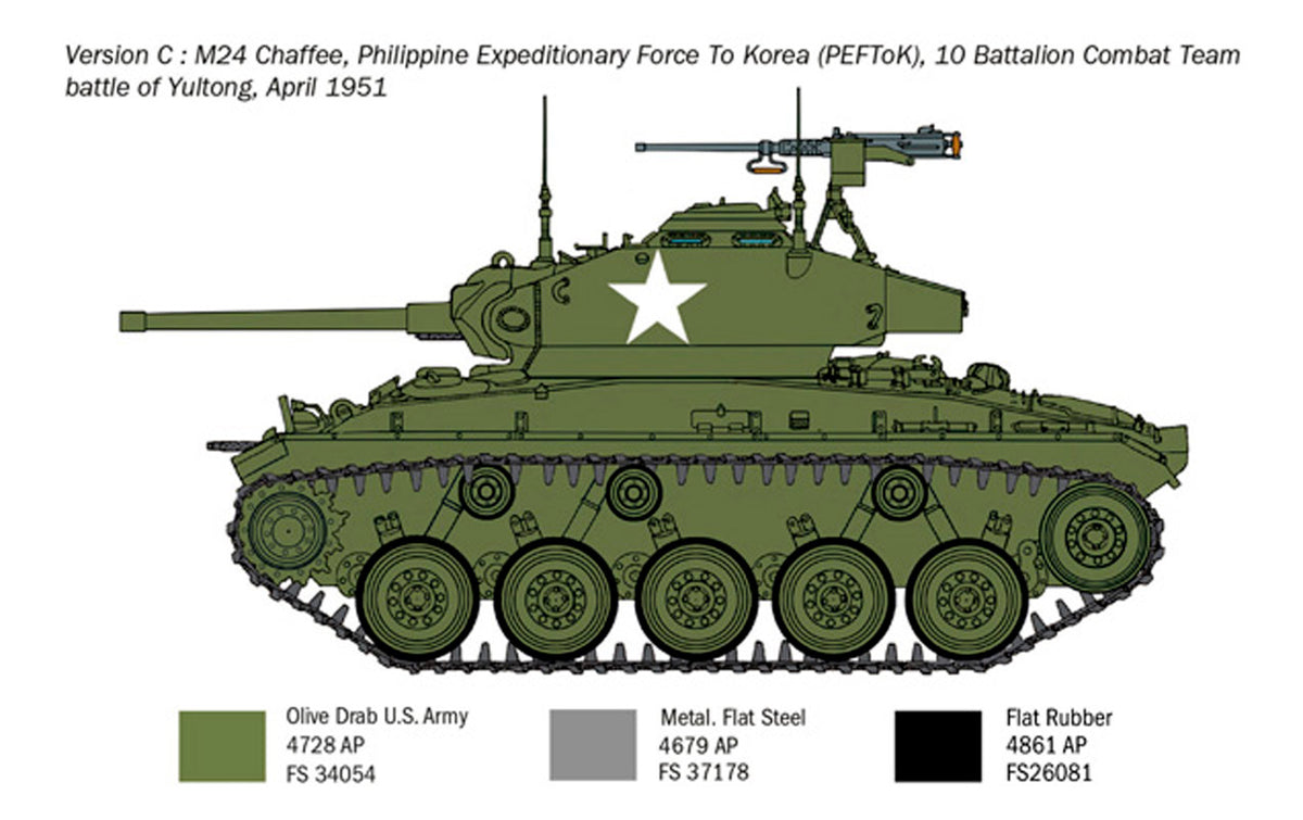 Italeri 1:35 M24 Chaffe Korean War - Modelkampvogn