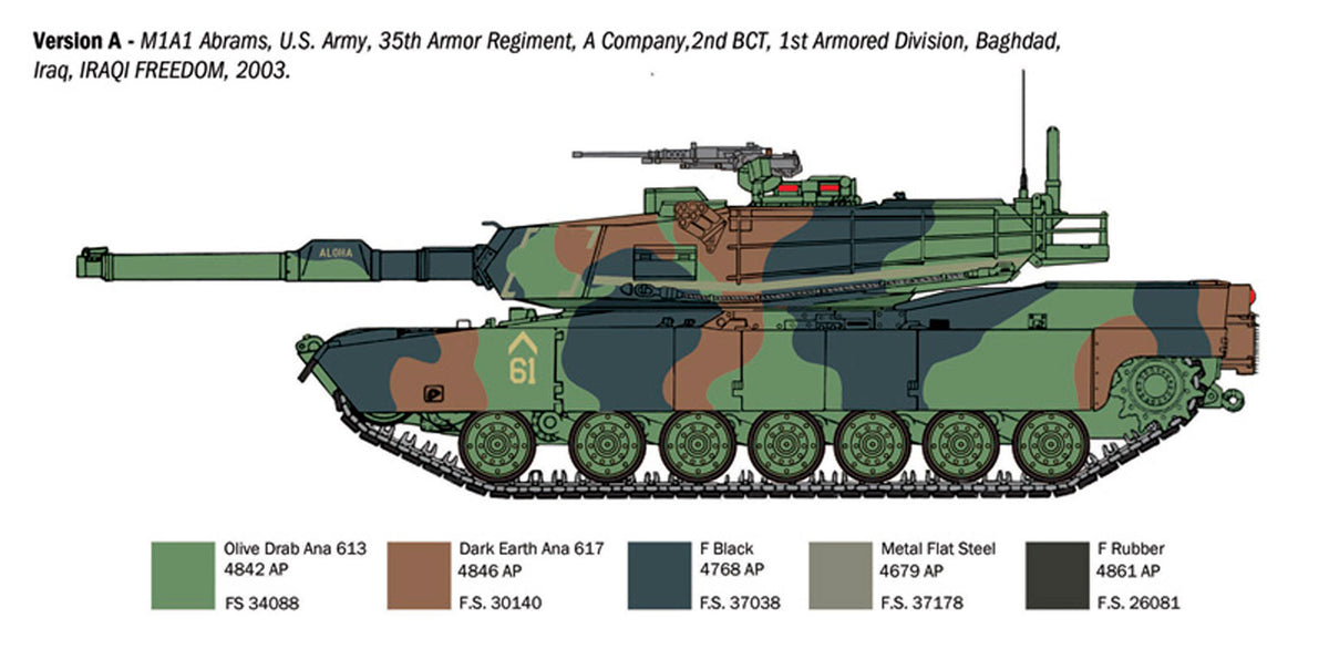 Italeri 1:35 M1A1/A2 Abrams - Modelkampvogn