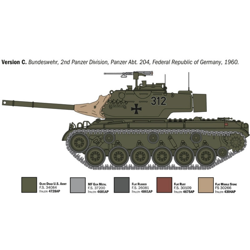 Italeri 1:35 M-47 Patton, 6 forskellige designs - 1/35 Modelkampvogn