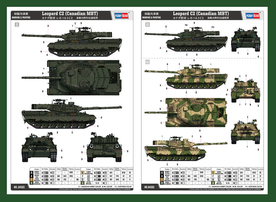 Hobby Boss Leopard C2 Canadian MBT 1:35 - Modelkampvogn