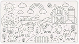 Farvelægningslegetæppe Bondegården, 50x90 cm, inkl. 8 tuscher