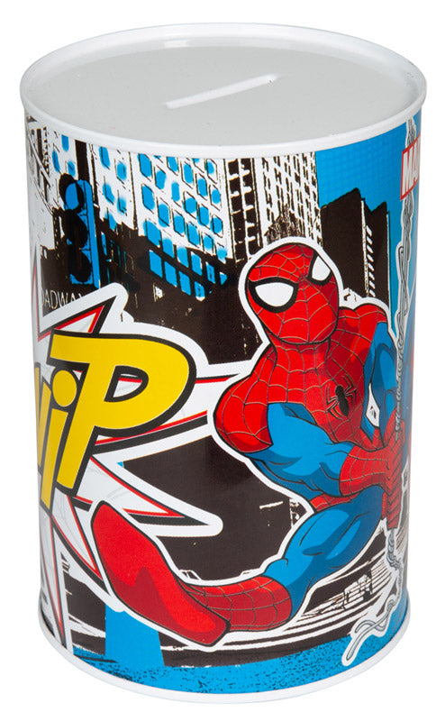 Sparebøsse i metal med Spiderman