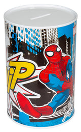 Sparebøsse i metal med Spiderman