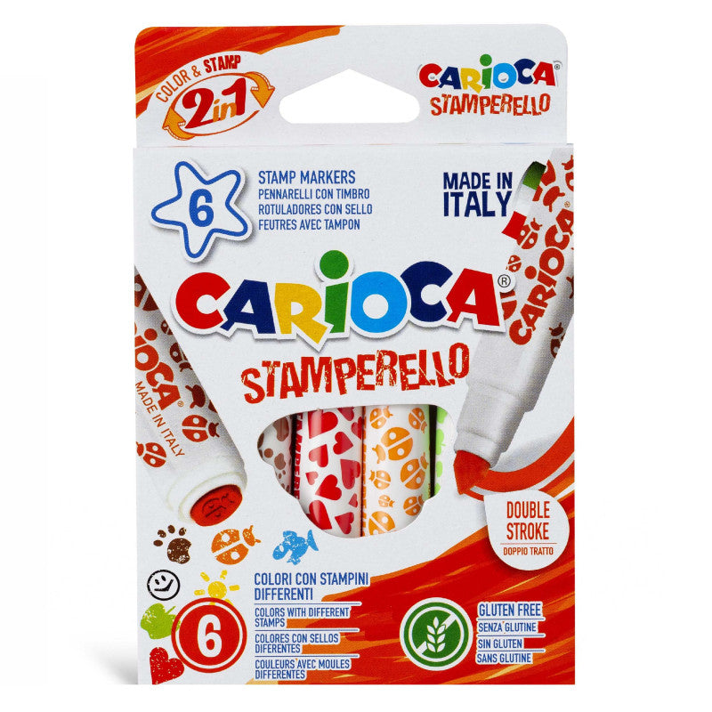 Carioca Stamperello tuscher med stempler - 6 stk.