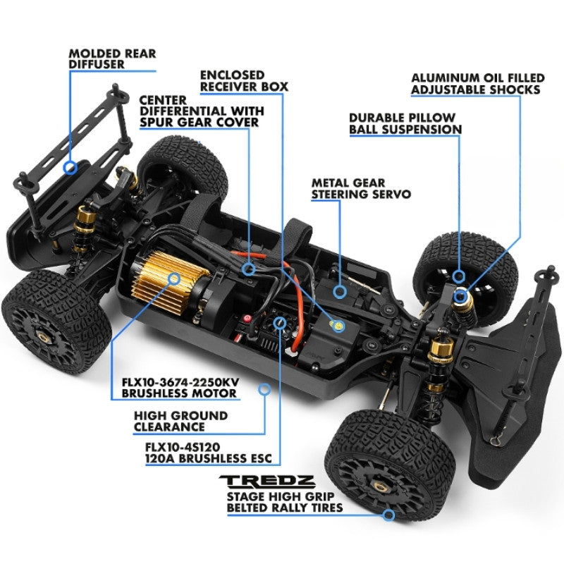 Maverick RC QuantumRX Flux 4S 1/8 4WD Rally Car (60-75 km/t) - Blue