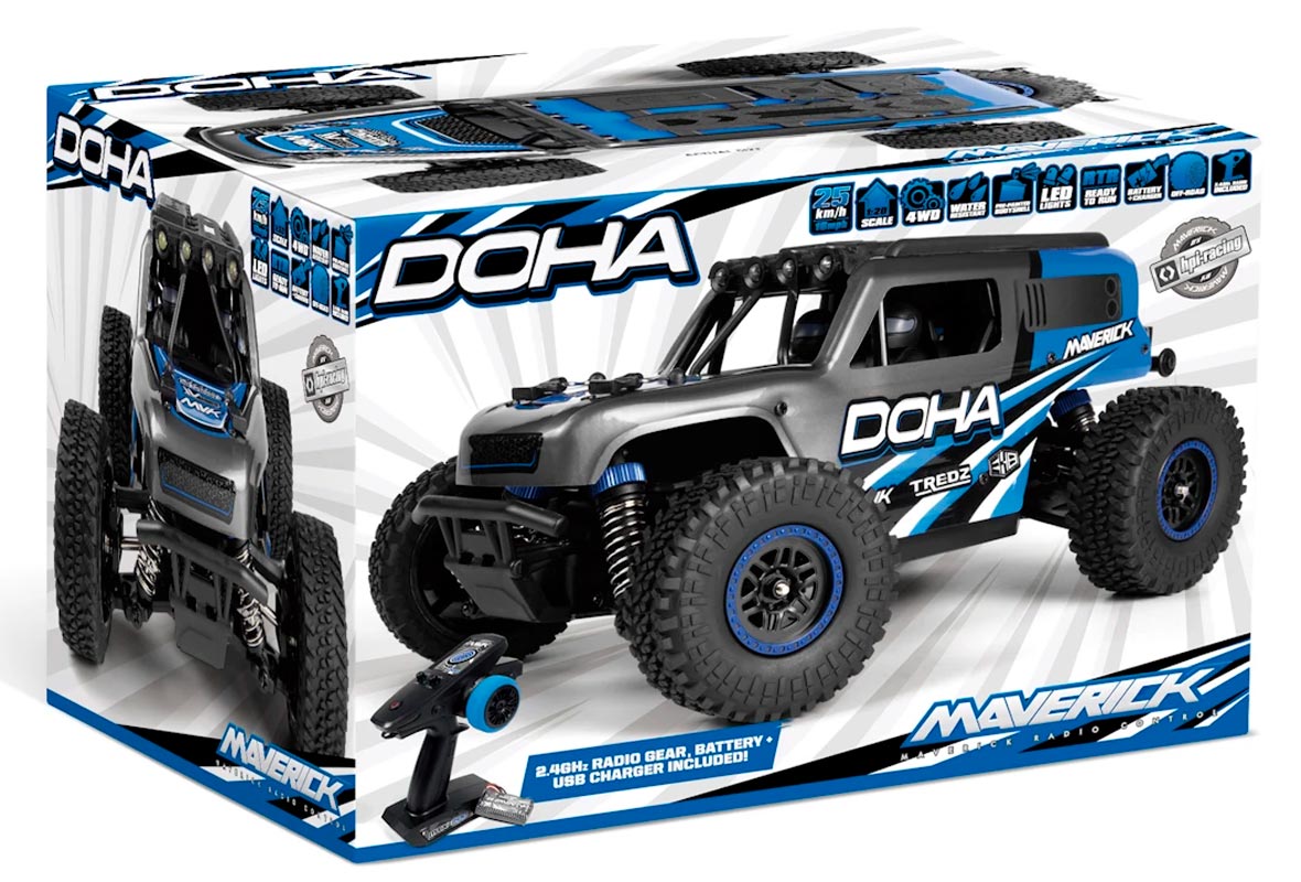 Fjernstyret Maverick Doha 1:20 4WD (25 km/t) - Blå