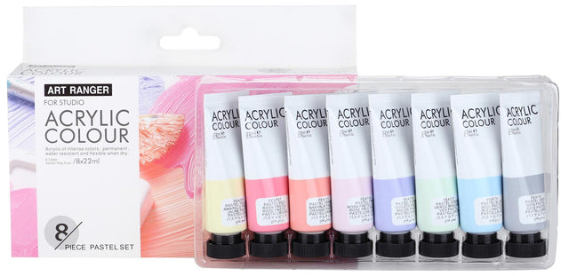 Akrylmaling 8 x 22ml. pastel farver