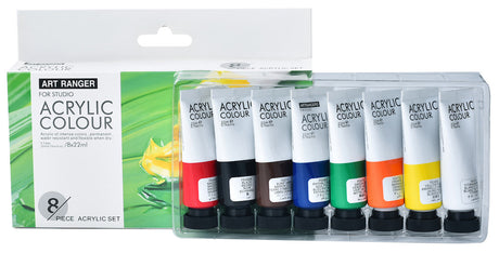 Akrylmaling 8 x 22ml. standard farver