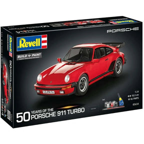 Revell Gift Set Porsche 911 Turbo 50th Anniversary - 1:24 Modelbil med lim og grundmaling