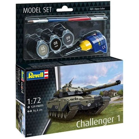 Revell Model Set Challenger 1 - 1:72 Modelkampvogn med lim og grundmaling