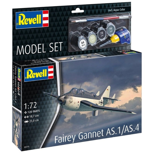 Revell Model Set Fairey Gannet AS.1/AS.4 - 1:72 Modelfly med lim og grundmaling