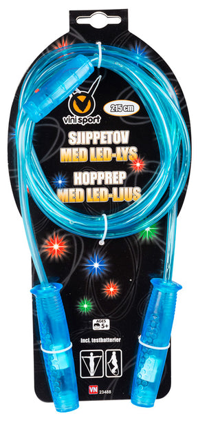 Blåt sjippetov med LED-lys