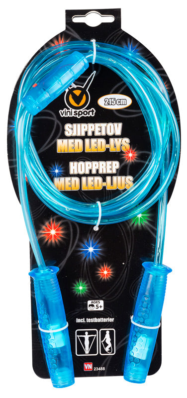 Blåt sjippetov med LED-lys