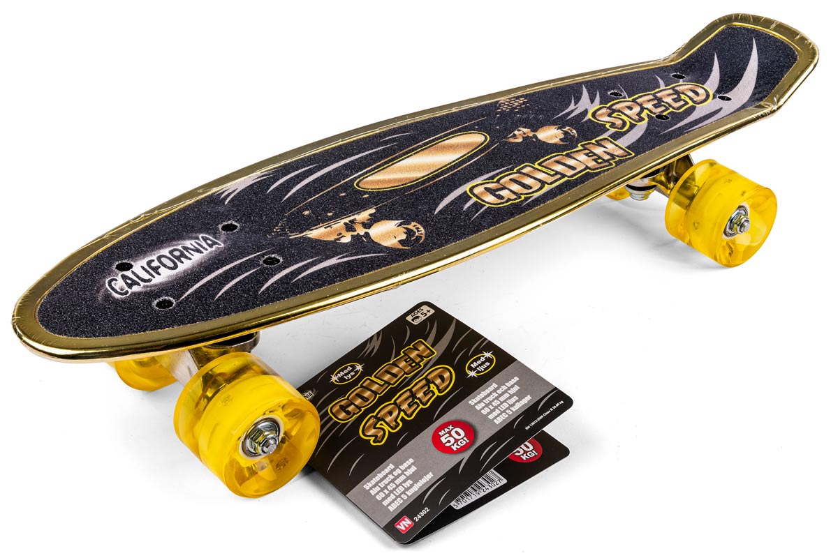 Skateboard med lys - Guldfarvet