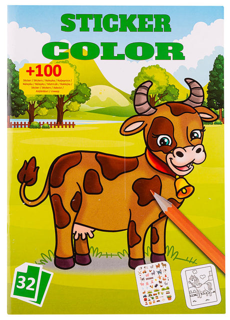 Malebog med farm dyr og stickers