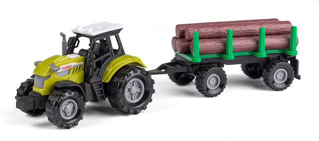 Bull traktor med træstammer
