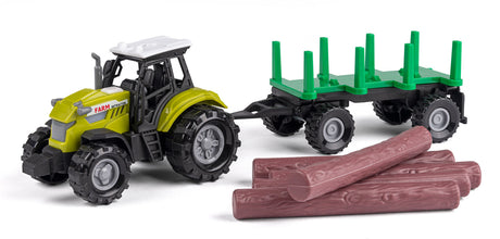 Bull traktor med træstammer