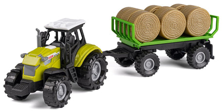 Bull traktor med halmballer