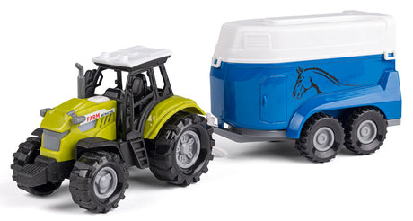Bull traktor med hestetrailer