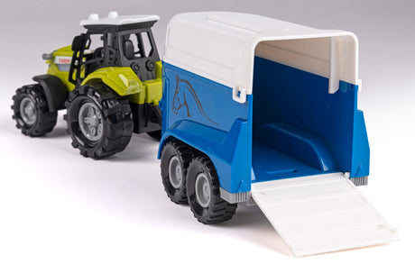 Bull traktor med hestetrailer