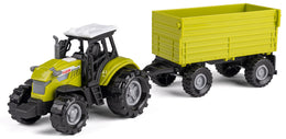 Bull traktor med lysegrøn vogn
