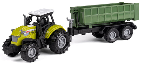 Bull traktor med grøn vogn