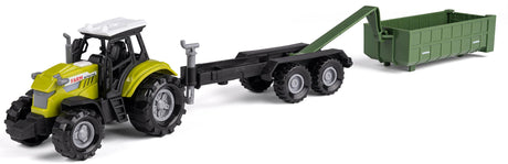 Bull traktor med grøn vogn