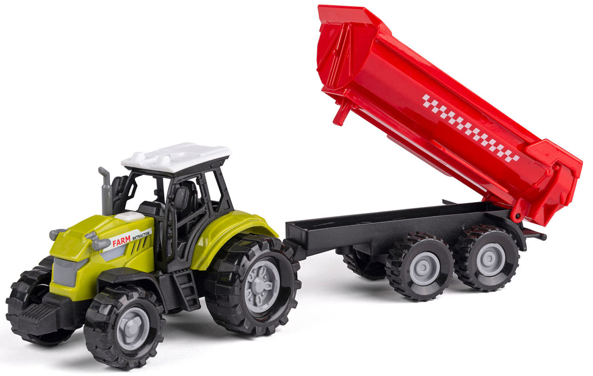 Bull traktor med kornvogn
