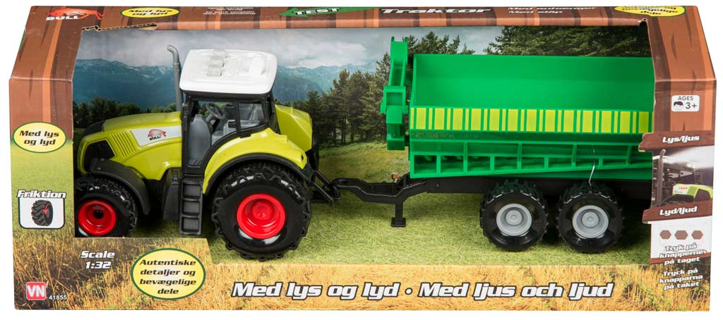 Bull traktor med kornvogn