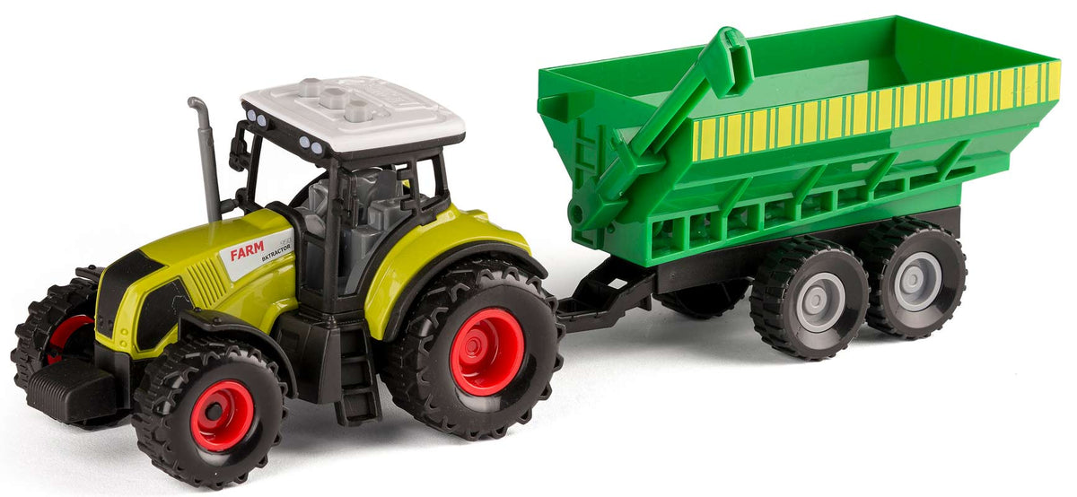 Bull traktor med kornvogn