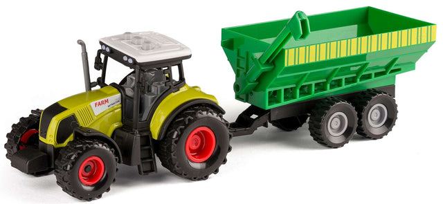 Bull traktor med kornvogn