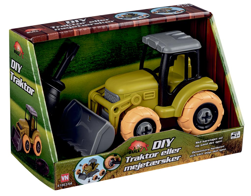 Bull take apart traktor med grab