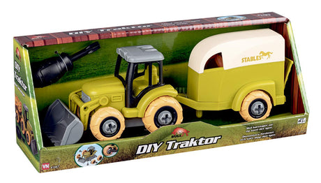Bull take apart traktor med hestetrailer