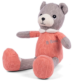 B Beez pink / grå strik bamse på 20 cm.