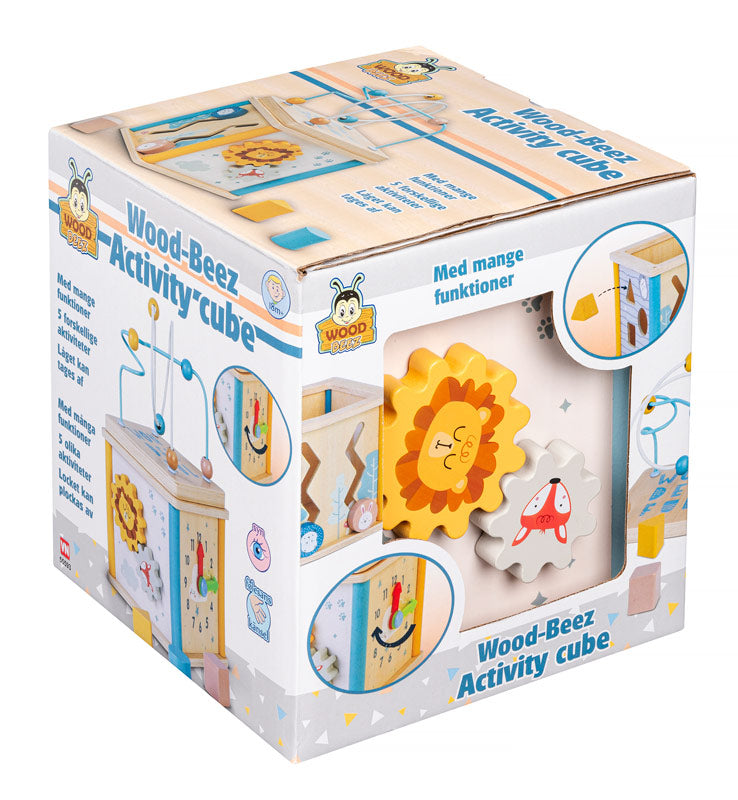 Aktivitetskube i træ fra wood Beez