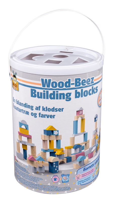100 træklodser i spand fra Wood Beez