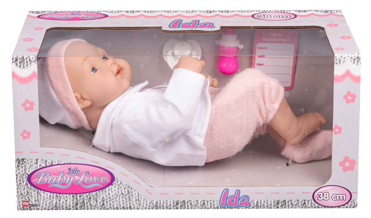 My Baby Love dukke - Ida med hvidt og lyserødt tøj