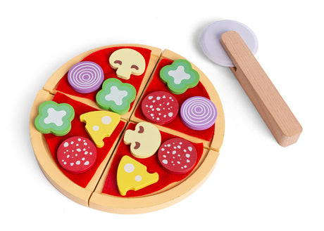 Træ pizza i æske med velcro
