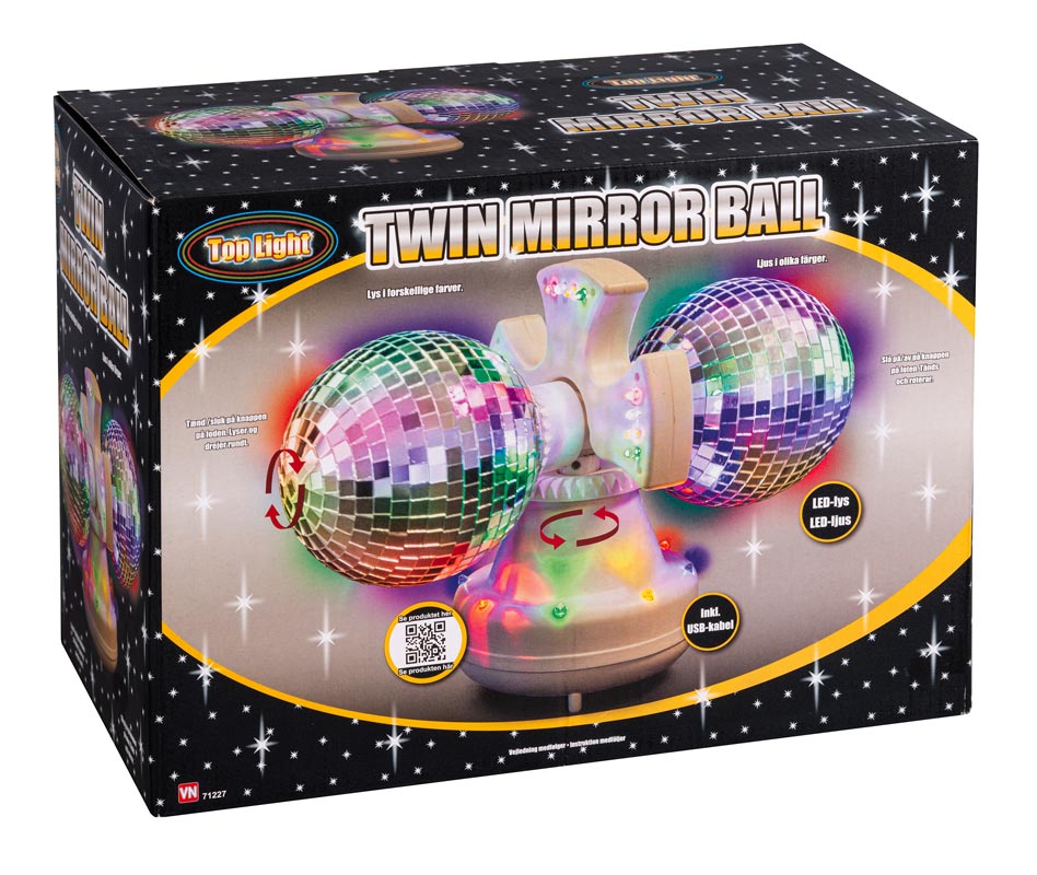 Twin spejlkugle med LED lys
