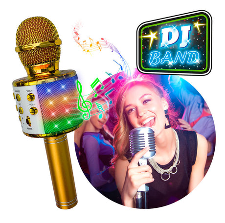 Guld karaoke mikrofon med lys