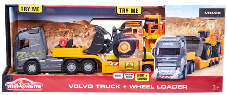 Volvo lastbil med bulldozer i metal med lyd og lys